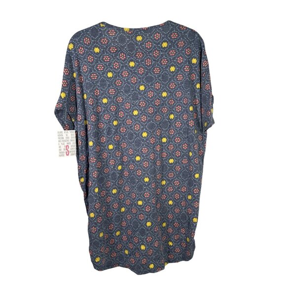 LuLaRoe IRMA Heathered Gray Floral Yellow Daisies Hi-Low Tunic Top Shirt SMALL S - Picture 5 of 6
